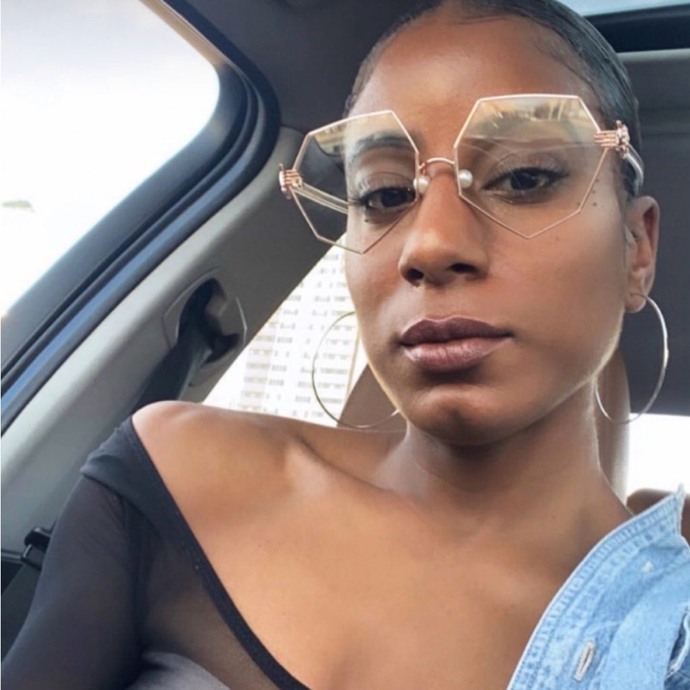 Gold Hexagonal Sunglasses - Picture 2 of 2